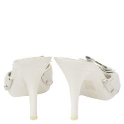 Dior White Leather Bow Detail Slide Clogs Size 41