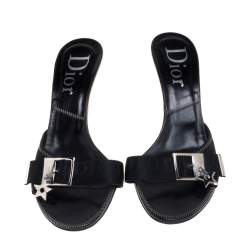 مملوكة مسبقًا Dior Black Canvas Buckle Mule Sandals Size 40