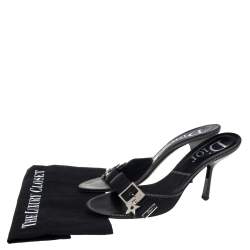 مملوكة مسبقًا Dior Black Canvas Buckle Mule Sandals Size 40