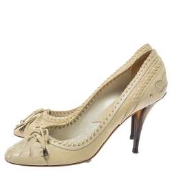 مملوكة مسبقًا حذاء كعب عالي ديور كونتري جلد كريمي مقاس 40