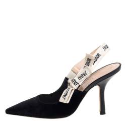 Dior Black Suede J'adior Slingback Pumps Size 38.5
