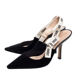 مملوكة مسبقًا حذاء كعب عالي ديور جادور سويدي أسود بحزام للكاحل مقاس 38.5