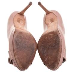 Dior Beige Patent Leather Peep Toe Platform Pumps Size 40