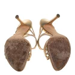 Pre Owned صندل ديور جلد ذهبي بسيور مقاس 40.5