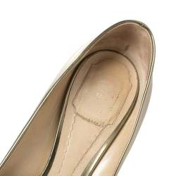 Pre Owned Dior Metallic Gold Leather Peep Toe Pumps  Size 39