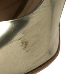 Pre Owned Dior Metallic Gold Leather Peep Toe Pumps  Size 39