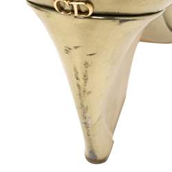 Pre Owned Dior Metallic Gold Leather Peep Toe Pumps  Size 39