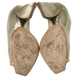 Pre Owned Dior Metallic Gold Leather Peep Toe Pumps  Size 39