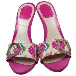 Pre Owned Dior Multicolor Canvas Logo Detail Sandals Size 41