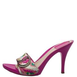 Pre Owned Dior Multicolor Canvas Logo Detail Sandals Size 41