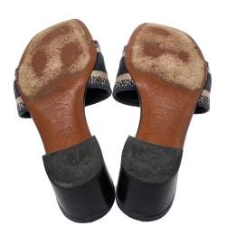 Dior Navy Blue Canvas D-way Slide Sandals Size 38
