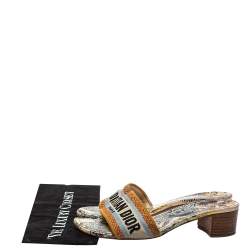 Dior Multicolour Canvas D-way Slide Sandals Size 38