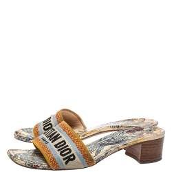 Dior Multicolour Canvas D-way Slide Sandals Size 38