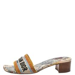 Dior Multicolour Canvas D-way Slide Sandals Size 38