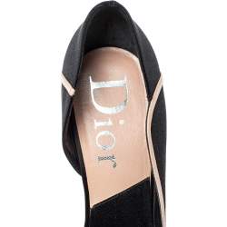 Dior Black Satin And Leather Open Toe Bow Sandals Size 39
