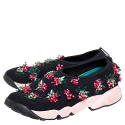 Pre Owned Dior Black Mesh Fusion Embellished Sneakers Size 37