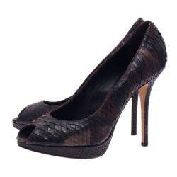 Dior Black Python Miss Dior Peep Toe Pumps Size 38