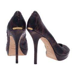 Dior Black Python Miss Dior Peep Toe Pumps Size 38