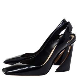 Dior Blue Patent Leather Square Toe Slingback Sandals Size 41