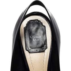 Dior Blue Patent Leather Square Toe Slingback Sandals Size 41