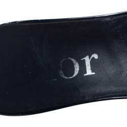 Pre Owned Dior Blue Canvas Logo Detail Slide Sandals Size 37