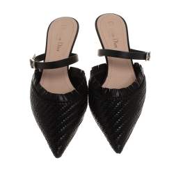 Dior Black Woven Leather Teddy-D Mule Sandals Size 40