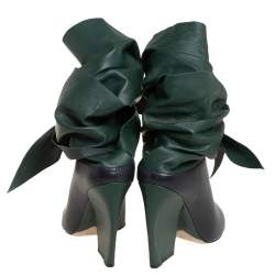 Pre Owned Dior Black Leather Brooklyn Ankle Wrap Peep Toe Booties Size 41