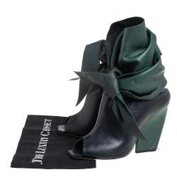 Pre Owned Dior Black Leather Brooklyn Ankle Wrap Peep Toe Booties Size 41