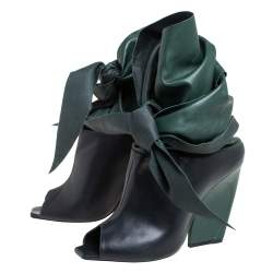 Pre Owned Dior Black Leather Brooklyn Ankle Wrap Peep Toe Booties Size 41