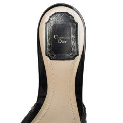 مملوكة مسبقًا Dior Black Cannage Leather Bow Open Toe Slide Sandals Size 40