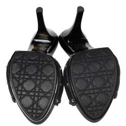 مملوكة مسبقًا Dior Black Cannage Leather Bow Open Toe Slide Sandals Size 40