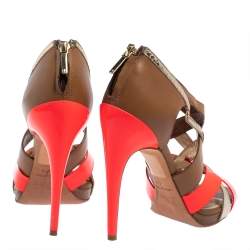 Pre Owned Dior Multicolor Patent Leather And Leather Strappy Sandals Size 37.5