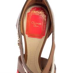 Pre Owned Dior Multicolor Patent Leather And Leather Strappy Sandals Size 37.5