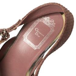 Pre Owned Dior Mauve Pink Python Cross Strap Slingback Platform Sandals Size 39.5