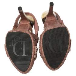 Pre Owned Dior Mauve Pink Python Cross Strap Slingback Platform Sandals Size 39.5