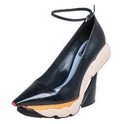 Pre Owned  Dior Black Patent Leather Runway Sneakers Pumps Size 38