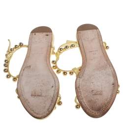 Pre Owned Dior Yellow Leather And Satin Pearl Embellishment T Strap Flats Size 37