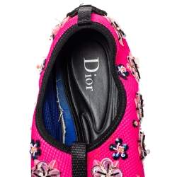 Dior Pink Mesh Embellished Fusion Slip On Sneakers Size 37