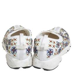 Pre Owned Dior White Mesh Embellished Fusion Slip On Sneakers Size 38.5