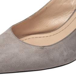 Dior Grey Suede Crystal Embellished Pointed Toe Slingback Sandals Size 38.5 