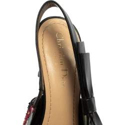 Dior Multicolor Embroidered Fabric Peace And Love Pointed Toe Slingback Sandals Size 38.5