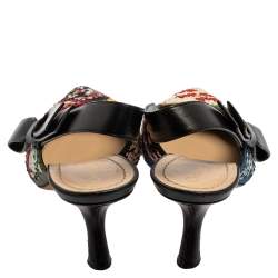 Dior Multicolor Embroidered Fabric Peace And Love Pointed Toe Slingback Sandals Size 38.5