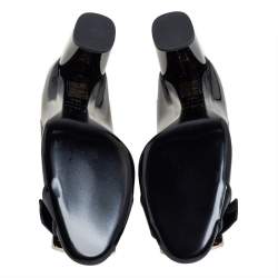 مملوكة مسبقًا Dior Black Leather Buckle Detail Block Heel Pumps Size 38.5