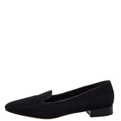 Pre Owned Dior Black Knit Fabric Slip On Loafers Size 39