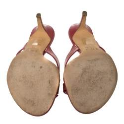 مملوكة مسبقًا Dior Red Patent Leather Bow Sandals Size 38.5