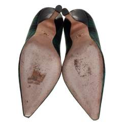 مملوكة مسبقًا Dior Green Plaid Print Canvas J'adior Pumps Size 37