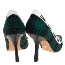 مملوكة مسبقًا Dior Green Plaid Print Canvas J'adior Pumps Size 37