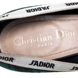مملوكة مسبقًا Dior Green Plaid Print Canvas J'adior Pumps Size 37