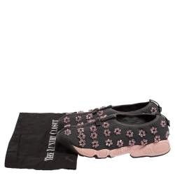 مملوكة مسبقًا Dior Grey Fabric And Mesh Embellishment Fusion Sneakers Size 39