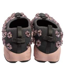 مملوكة مسبقًا Dior Grey Fabric And Mesh Embellishment Fusion Sneakers Size 39